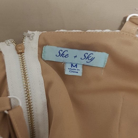 She and Sky White and Gold Lace Dress - Picture 3 of 3